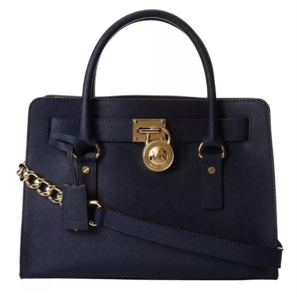 Michael Kors Hamilton Medium Navy/Gold with Lock